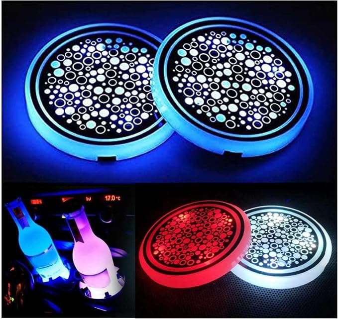 2PCS LED Car Cup Holder Lights, Light up Car Coasters for Cup Holders | 7 Color-Changing Light Up Cup Holder Insert Coasters, Waterproof Car Accessories for Teens, Car Gifts for Men & Women - Image 8
