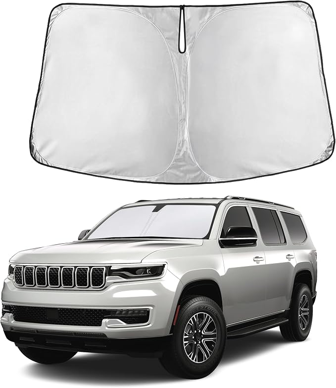 Autovir Windshield Sun Shade Fit for 2022-2023 2024 2025 Jeep Wagoneer | Sunshade, Front Car Window Shades Sun Visor, Blocks UV Rays & Heat, Car Accessories by Autovir