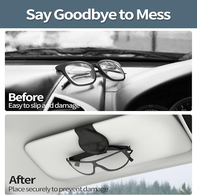 MoKo Sunglass Holder for Car, Magnetic PU Leather Visor Clip, 2 Pack | 2-Pack PU Leather Magnetic Glasses Mount Holder Eyeglasses Hanger Clip Visor Accessories for All Car Models, Black - Image 8