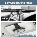 MoKo Sunglass Holder for Car, Magnetic PU Leather Visor Clip, 2 Pack | 2-Pack PU Leather Magnetic Glasses Mount Holder Eyeglasses Hanger Clip Visor Accessories for All Car Models, Black - Image 8