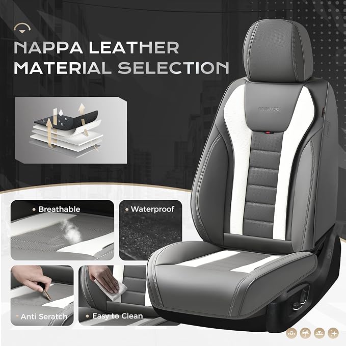 Coverado Car Seat Covers, Front Covers for Cars, Car Seat Cover Front Seats, Automotive Seat Cover, Waterproof, Leather Car Seat Cushion, Universal Interior Covers Seat Protectors for Most Cars - Image 2