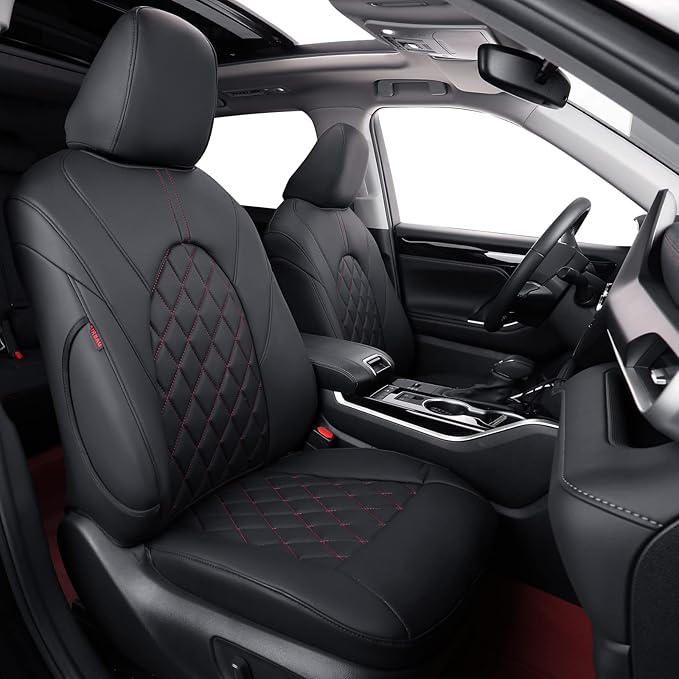 Full Set Car Seat Covers for Honda Odyssey 2018-2026,8-Seater,Faux Leather | for EX,EX-L,Elite,Touring,Sport,2nd Row 40/20/40 Split Seat,Luxury Waterproof Seat Protector,Fit Like A Glove(Black-Diamond) by Coverdream
