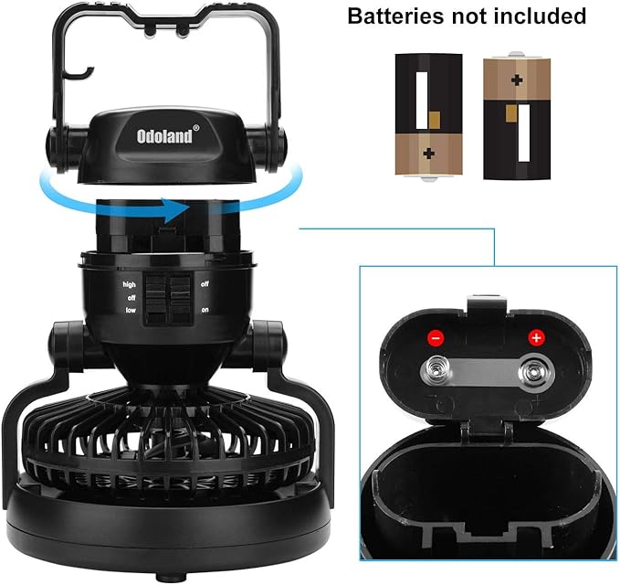 Odoland Portable LED Camping Lantern with Ceiling Fan - Hurricane Emergency - Image 2