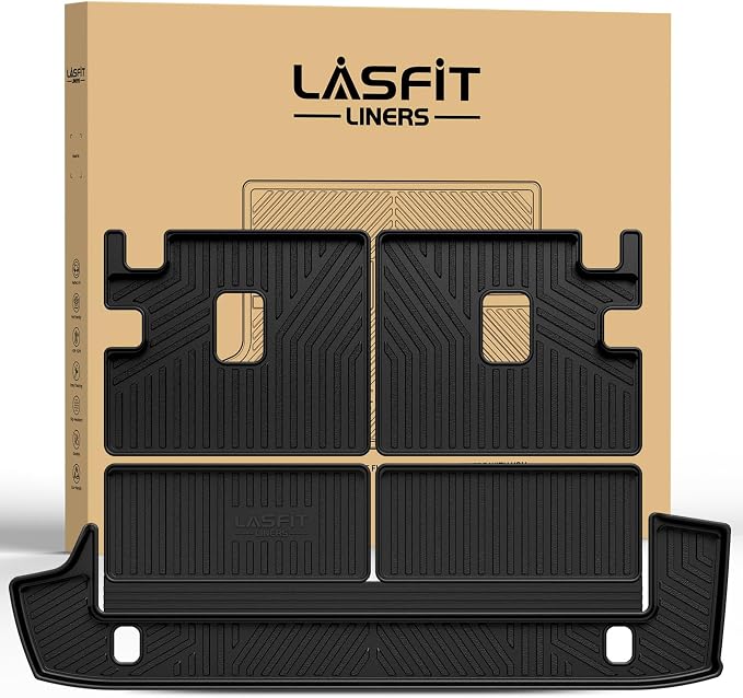LASFIT Cargo Mat for Toyota 4Runner 2013-2024 (Only Fit 7-Seats) | Not Fit 5 Seats, All Weather Custom Fit Anti-Slip Pet Friendly Easy Clean TPE Trunk & Backrest Mats for 5th Gen 4Runner by LASFIT