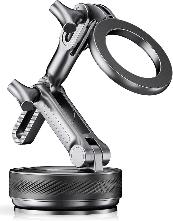 Upgraded Vacuum Magnetic Car Phone Holder Mount, Black | 360 Rotatable, 108 LBS Suction & 3000 gf Car Phone Mount Fits iPhone and Android Smartphones by InwodiTeki