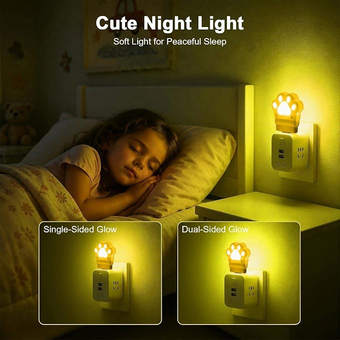 PIFOOG 2 Pcs Mini Car USB Night Light, Cat Paw RGB LED Interior Car Lights | 180° Foldable Dual-Sided Ambient Light, 7 Colors & Breathing, USB Decor Lamp for Car, Laptop & Bedroom, Gift for Cat Lovers - Image 5