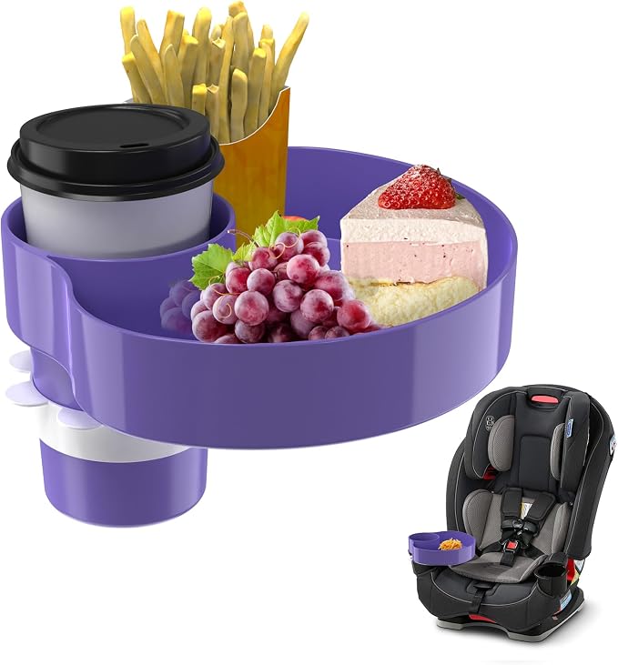 Kids Car Seat Tray, Travel Tray with Cup Holder for Toddler Baby, Kids Car Seat Food Snack Organizer for Road Trip, Stroller snack Organizer Travel Must Haves Toddler Must Haves (Purple, 1 PCS) by SSPONT%C2%AE