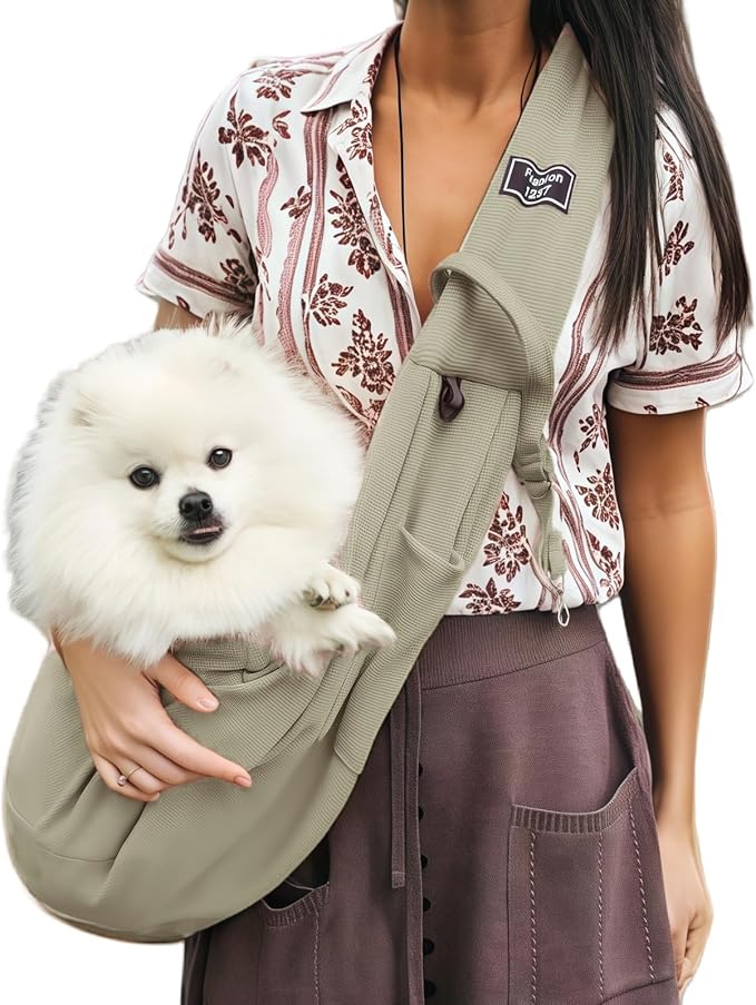 Dog Sling Carrier Soft Breathable for Small Dogs Cats 3-12 lbs,Gray | Cat sling & dog carrier sling with safety tether, organizer pocket, soft fabric. Perfect for travel, hiking,outdoor by Unknown