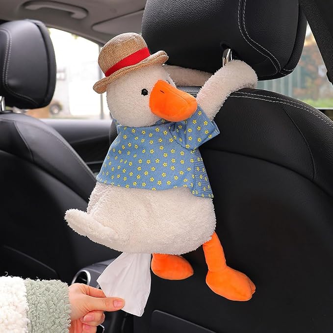 Tissue Box Cover Plush Tissue Box Holder for Car, Home, Decorative Holder/Organizer for Bathroom Vanity Countertop, Nightstands, Office Desk-Duck - Image 2