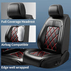 Soul Car Seat Covers Custom Fit for Kia Soul 2010-2026, Premium Full Coverage Leather Automotive Seat Protectors, All Seasons Waterproof Breathable, Airbag Compatible (Full Set, Red & Black) - Image 2