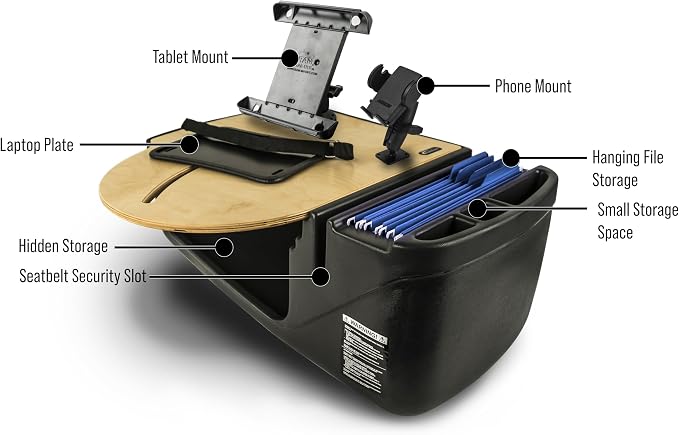 AutoExec AE-RMCD-PM-TAB-11M Roadmaster Car Desk for Your Vehicle Workstation and Mobile Office, Natural with Phone Mount and Tablet Mount | Vehicle Workstation, Mobile Office, Phone Mount, Tablet Mount - Image 3