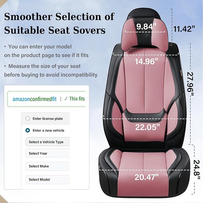 Coverado Car Seat Covers, Seat Covers for Cars, Waterproof Leather Auto Seat Protectors, Leather Car Seat Cushion, Car Interiors Accessories Universal Fit for Most Cars - Image 4