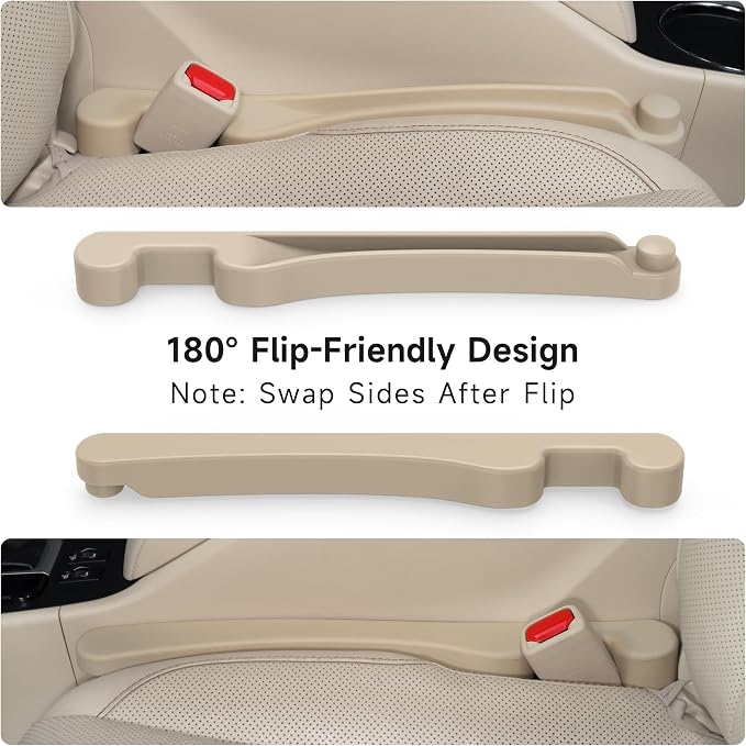 Givifive Car Seat Gap Filler Organizer 2Pack Soft Foam 3IN1 Multifunctional | Seat Side Gap Filler Strip with Slot & Hook Universal Fit Car SUV Truck Fill The Gap Between Seat & Console (Standard Beige) - Image 6