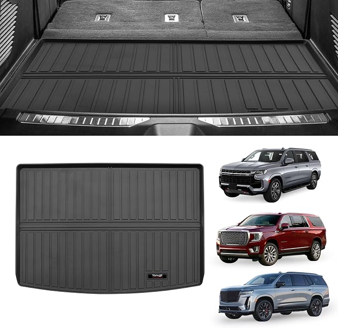 Custom for 2021-2026 Suburban/GMC Yukon XL/Cadillac Escalade ESV Cargo Mats Trunk Liner All Weather TPE Protection Mat Accessories (Only for 2021-2026 Suburban/Yukon XL/Escalade ESV) - Image 2