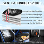 Soul Car Seat Covers Fit for Kia Soul 2010-2026, Premium Full Coverage Leather Automotive Seat Protectors, All Seasons Waterproof Breathable, Airbag Compatible, Front Seats, Black-Blue - Image 7