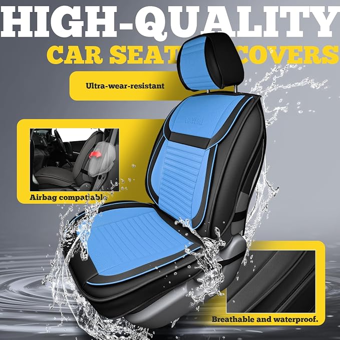 Car Seat Covers Full Set, Faux Nappa Leather, for Sedans and SUVs | Full Set, Waterproof, Airbag Compatible - Image 6