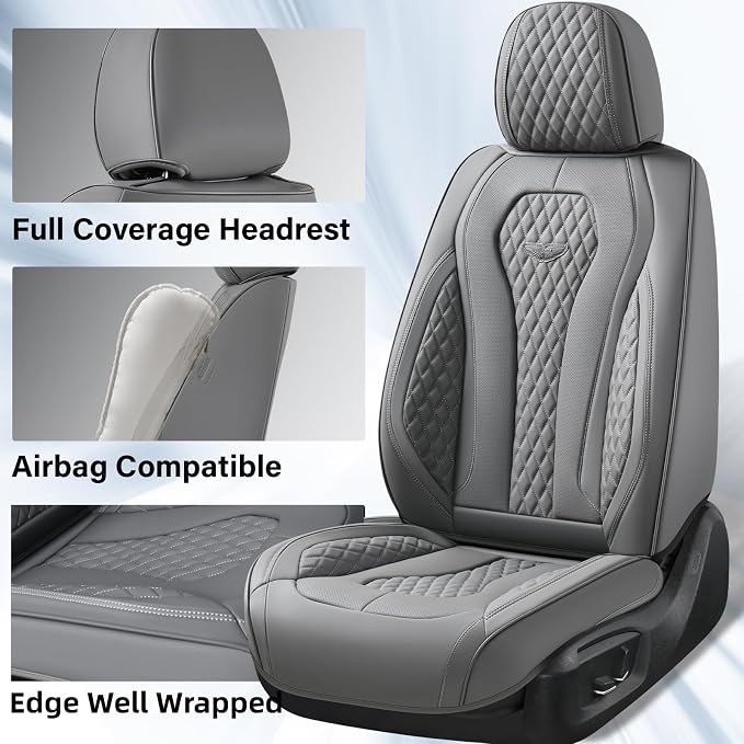Coverado Automotive Seat Covers, Car Seat Covers 2 Seats, Gray Car Seat Cover, Driver Seat Covers, Front Car Seat Covers Car Seat Protector Universal Fit Most Cars - Image 2