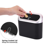 Ginsco Mini Car Trash Can with Lid, Small Car Garbage Can, Cute Leakproof ABS Car Trash Bin, Car Accessories for Interior, Garbage Bin for Car, Home, Office with 60pcs Trash Bags Black/Silver - Image 6