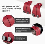 CoBak Purse Hook for Car - Universal Premium Stitched Leather and Aluminum-Magnesium Alloy Double Car Seat Back Storage Hook for Purses, Handbags, Bags (2 Pack),Carbon Red - Image 2