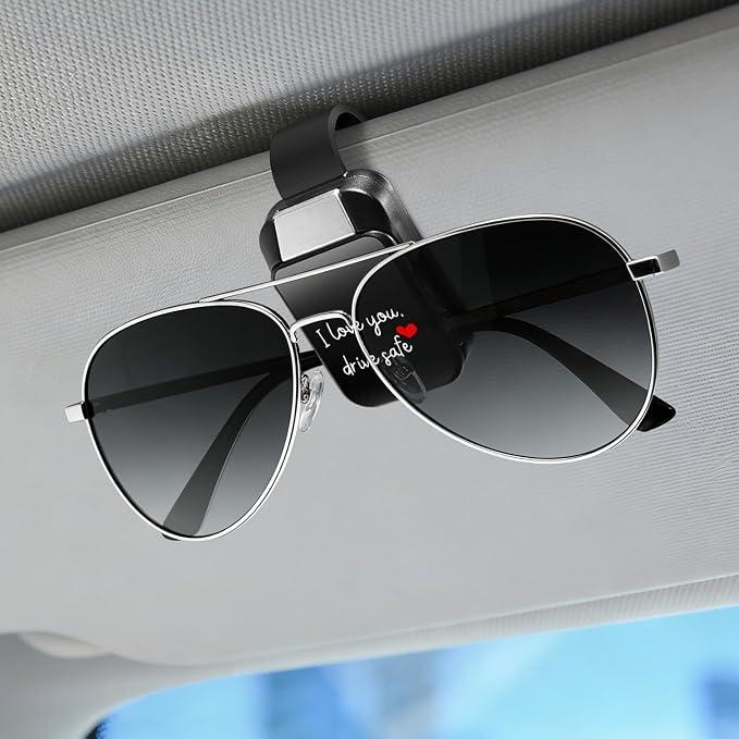 Dsycar 2 Pack Car Sunglasses Holder, I Love You Drive Safe Sunglasses Clip | One-Handed-Operation Easy Access Storage for Driving,Car Sun Visor Sunglasses Clip Anti-Scratch Car Sun Visor Accessories - Image 8