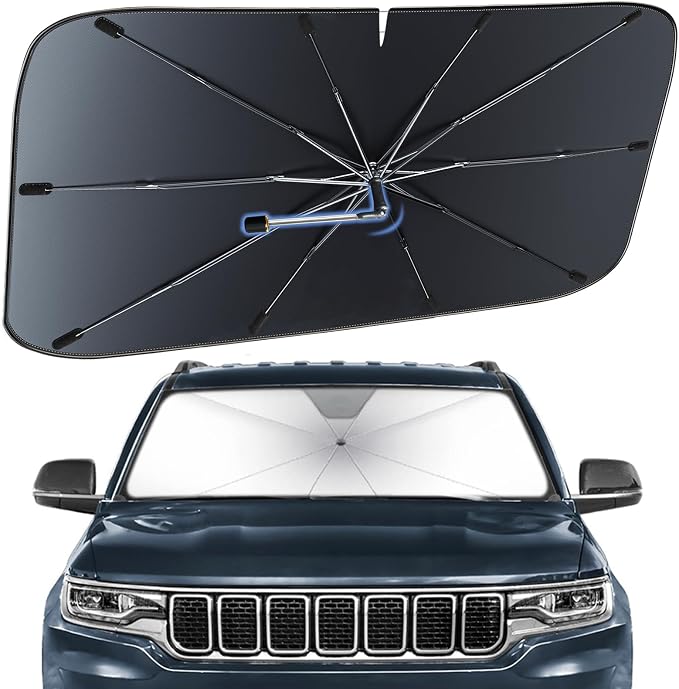 Windshield Sun Shade Umbrella for Jeep Wagoneer 2022-2026 Front Window | Heat-Reflective Window Shade, Umbrella Sunshade Cover Blocks Heat, Protects Interior, Vehicle-Specific Precision Fit by Fshaanys
