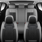 MINGBRON Leather Car Seat Covers,Car Seat Protector Waterproof,Seat Covers Full Set, Car Seat Protectors 5 Seats,Automotive Seat Covers Fit Most Cars Grey&Black - Image 4