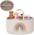 Aliceset Large Baby Diaper Caddy for Girl Boy Rope Nursery Storage Bin Basket Portable Holder Tote Bag for Changing Table Car Travel Baby Shower Gifts Newborn Essentials Registry Must Have(Rainbow) by Aliceset