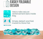 Extra Large Utility Tote Bag - Oversized Collapsible Reusable Wire Frame Rectangular Canvas Basket With Two Exterior Pockets For Beach, Pool, Laundry, Car Trunk, Storage - Chevron Teal - Image 6