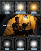 Odoland Portable Camping Fan with LED Lantern, 40H Rechargeable Battery Fan | Quiet Tent Fan with Hanging Hook for RV Car Beach Outdoor Hurricane Emergency Outages, 4-Speed Wind & 3-Color Light, Black - Image 5