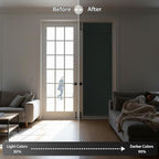 RYB HOME Blackout Door Curtains 80 inch Length, French Door Shades | Thermal Insulated, Self Adhesive, Privacy, For Patio Kitchen Front Entry Front Back Door Glass Window, W26 x L80, 1 Panel - Image 5