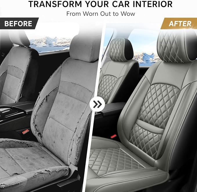 for Subaru Forester 2009-2026 Car Seat Covers, Full Set, Gray | Luxury Full Coverage Leather Seat Protectors, Waterproof Breathable, Non-Slip, Easy to Install, Airbag Compatible, All-Season - Image 4
