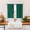 RYB HOME 100% Blackout Short Curtains for Small Window, Thermal Insulated | Total Room Darkening, Noise Reducing, Curtains for Kitchen Bathroom Basement, W52 x L36, Dark Green, 2 Panels by RYBHOME