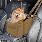 Portable Dog Car Seat for Small Dogs, Puppy Car Seat, Khaki | Booster Seat With Safety Leash & Adjustable Straps Keeps Small Dogs Secure. Removable Washable Cushion. Fits Most Cars. by NECKORY