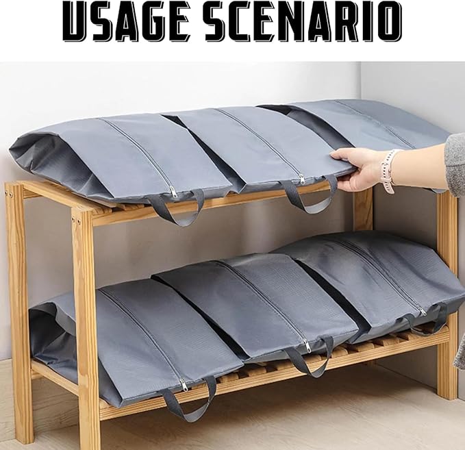 5Pcs Large Travel Shoe Bags Portable Travel Gifts Shoe Organizer with Zipper Closure, Waterproof Nylon Shoe Storage Organizer with Handle Travel Bags For Men and Women, Grey - Image 6