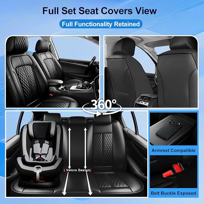 Fit CX-50 Seat Covers Custom Fit for Mazda CX-50 2023-2026, Full Set | Premium Leather Full Coverage Protectors, Waterproof, Breathable, Scratch Resistant, Easy Wipe, Airbag Compatible, Black - Image 2