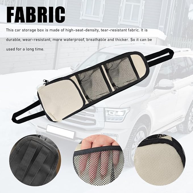 Car Seat Side Organizer, Car Organizers and Storage, Auto Front Seat Storage Hanging Bag, Auto Accessories Multifunctional Vehicle Mesh Pocket Holder for SUV Truck Sedan (Lvory White, 1PCS) - Image 3
