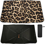 Leopard Print Windshield Sun Shade Umbrella Foldable Animal Car Front Window Sunshade Blocks UV Rays Heat Keep Vehicle Cool (55" x 27.5") by Oarencol