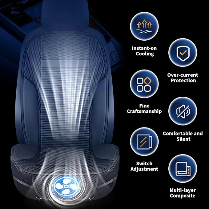 SriGM Cooling Car Seat Cushion 12V Summer Seat Rapid Cooling Seat Cover | Comfortable Cooling Car Seat Cushion Breathable Automotive Cooler Pad for Summer Driving Cars SUV Truck Universal Fit 1 Pack - Image 6