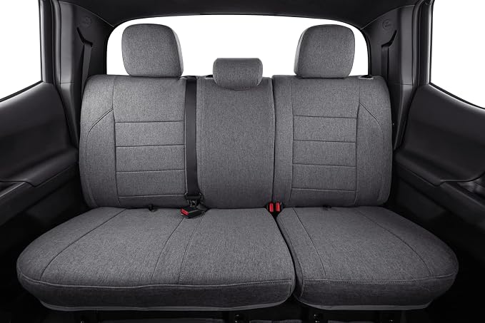 2nd Gen Tacoma Seat Covers Custom Fit for 2012-2015 Toyota Tacoma Double Cab/Crew Cab (TRD Sport Seats),Fully Covered Polyester Truck Seat Protector-Full Set (Gray) - Image 3