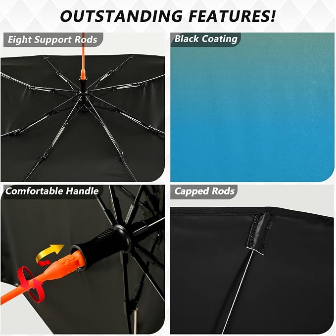 Orange Blue Sunset Car Sun Shade Windshield Car Umbrella Foldable Uv Ray Reflector Front Window Sun Shade Visor Shield Cover - Image 3
