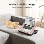 HUANUO Lap Desk with 8 Adjustable Angles – Up to 15.6" Laptop, Pink | Dual-cushion base, carry handle, 30% thicker for durability, wider anti-slip ledge, for home office, sofa, bed, car - Image 5