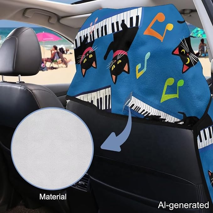 Horeset Piano Cat Car Towel Seat Cover Easy to Install Car Seat Cover Front Seats Only Soft Interior Accessories Sports Towel Seat Protection for SUV Trucks Cars Sedan Van - Image 6