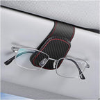 AICEL Magnetic Sunglasses Holders for Car Sun Visor, Carbon Fiber Black | Leather Eyeglasses Hanger Mounter, Magnetic Glasses Holder and Ticket Card Clip, Car Accessories, Universal Fit by AICEL