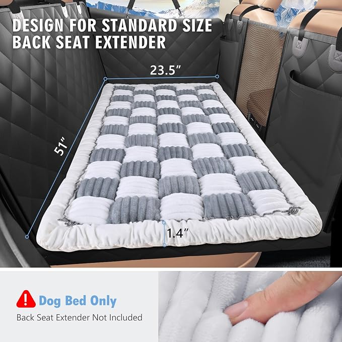 Dog Bed for Car Back Seat, Non-Slip Backseat Pet Mat Standard, 51''X23.5'' | Soft Blanket for Travel, Plaid Flannel, Quilted PP Cotton Filling, Non-Slip Backing, Machine Washable, Fit Backseat Extenders - Image 8