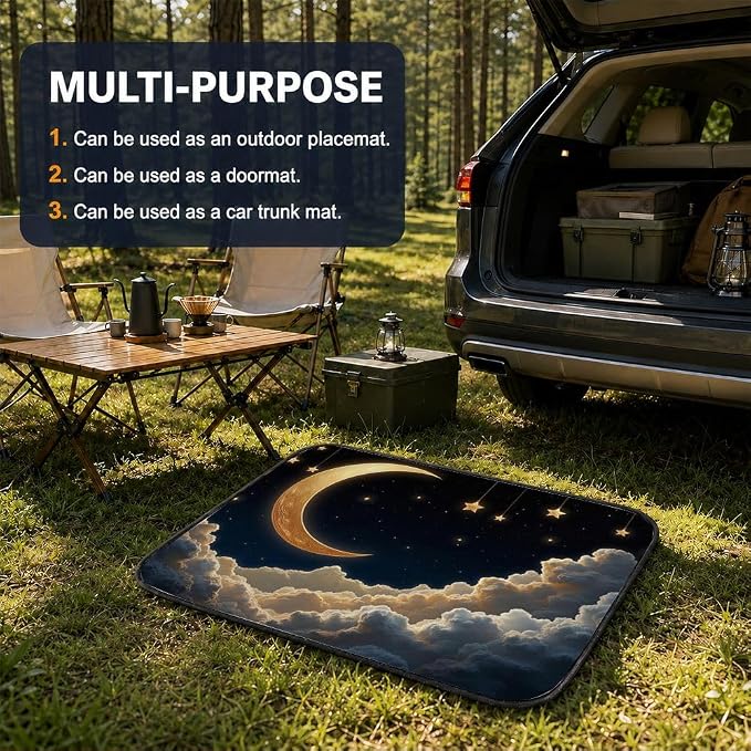 Car Trunk Mat for SUV, 31"x47" Cloud Moon Night Cargo Liner Protector | All Weather Universal Cargo Liners for Dogs, Car Accessory for SUVs/Sedan/Wagons, Durable Non-Slip Washable Rear Cargo Mat - Image 5