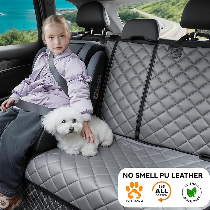 Dog Car Seat Cover for Back Seat,PU Leather Truck Back Seat Cover,XL,Grey | Waterproof,Nonslip,Heavy-Duty Bench Seat Covers for Trucks Ford F150/Chevrolet Silverado/Ram1500/GMC Sierra/Toyota - Image 5