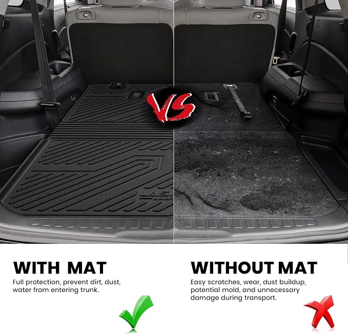 LASFIT All Weather Cargo Mats for Honda Pilot 2016-2022 | Full Surround TPE Mats, Tall Walls, 3D Custom Fit, Non-Slip, Easy Clean, Tool-Free Install, Vehicle-Specific Accessories - Image 5