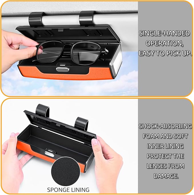 Car Sunglasses Holder for Sun Visor, Button Leather Eyeglass Hanger and Interior Storage Box - Image 5