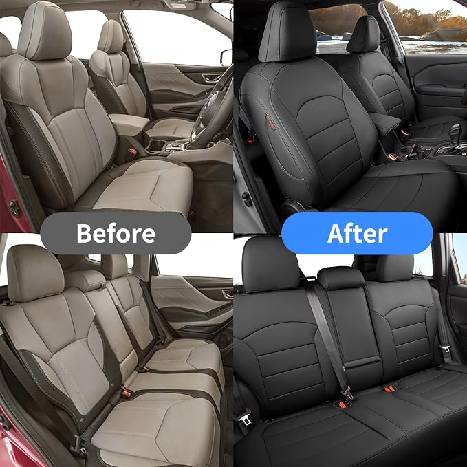 Custom Seat Covers for 2025 Subaru Forester,Rear w/Armrest,Faux Leather | Full Set Suv Seat Cushion,Easy Installation,Factory Look,Waterproof Car Seat Protector (Black) - Image 4