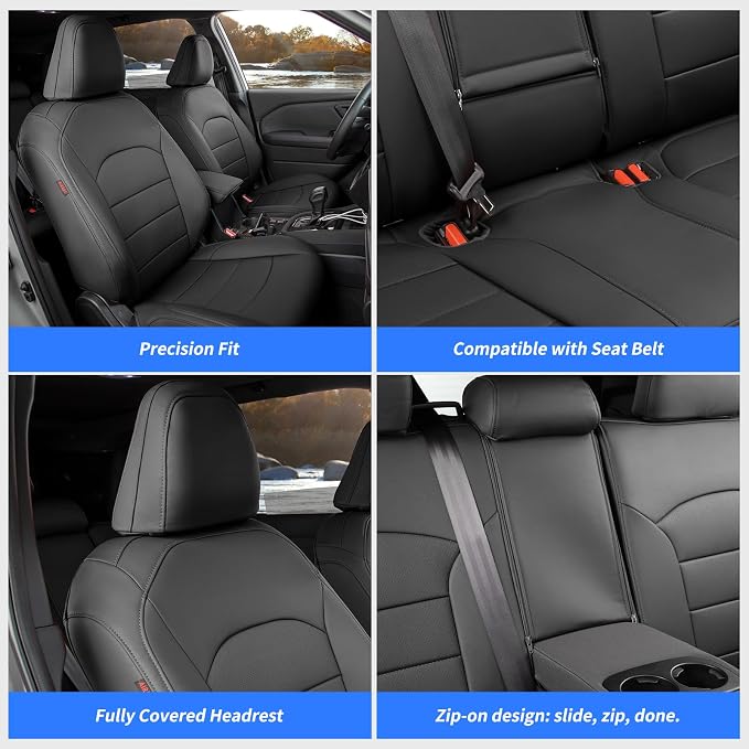 Custom Seat Covers for 2025 Subaru Forester,Rear w/No Armrest,Faux Leather | Full Set Suv Seat Cushion,Easy Installation,Factory Look,Waterproof Car Seat Protector (Black) - Image 4
